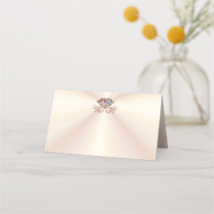 Cartão De Mesa Ecru personalizável, placas de Diamond Place Rosa
