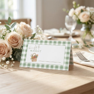 Cartão De Mesa Ela está fora do Market Sage Gingham Bridal Shower