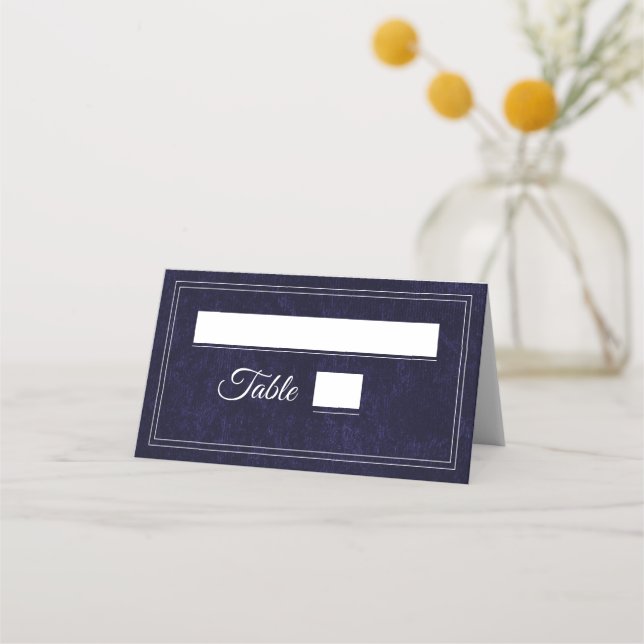 Cartão De Mesa Elegant Classic Navy Blue Wedding (Frente)