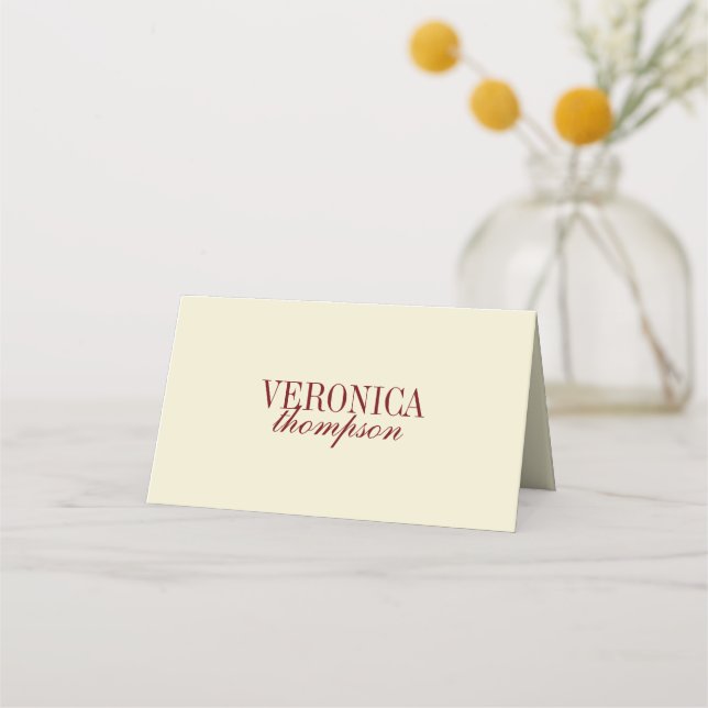 Cartão De Mesa Elegant Classic Script Ivory Cream Wedding Custom (Frente)