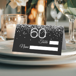 Cartão De Mesa Elegant Diamonds 60th Birthday Party Place Card
