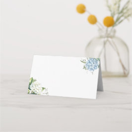 Cartão De Mesa Elegant Dusty Blue Hydrangea Wedding Place Card