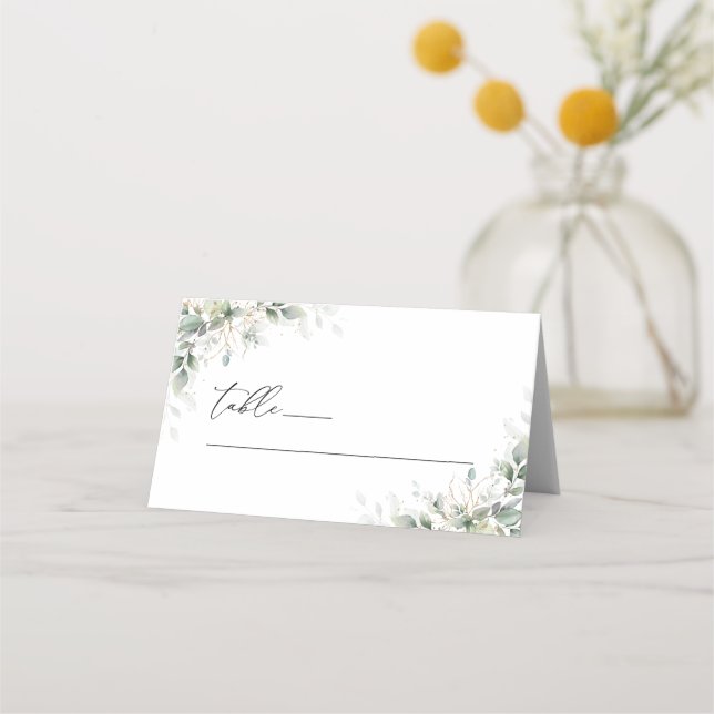 Cartão De Mesa Elegant Eucalyptus Wedding Folded Place Cards (Frente)