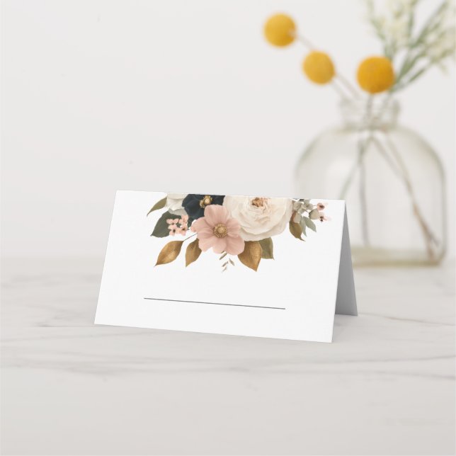 Cartão De Mesa Elegant Floral Personalized Wedding  (Frente)
