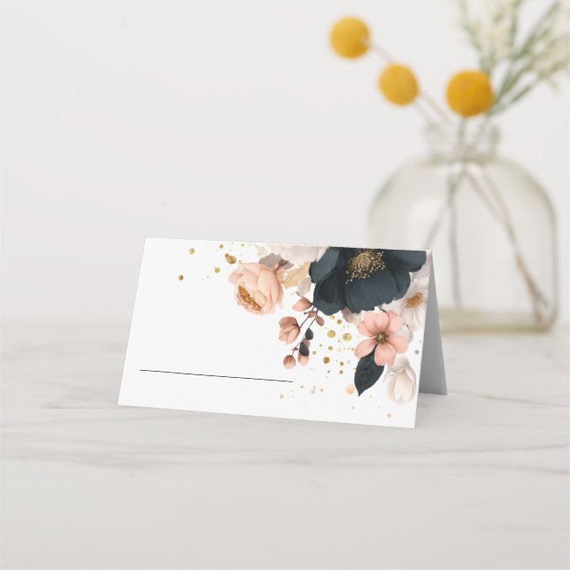 Cartão De Mesa Elegant Floral Personalized Wedding  (Frente)