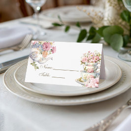 Cartão De Mesa Elegant Hight Tea Vintage Name Place Card
