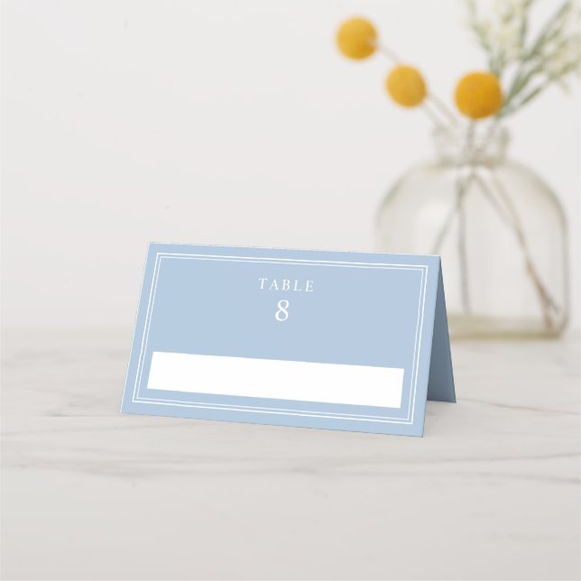 Cartão De Mesa Elegant Powder Blue Wedding (Frente)