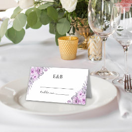Cartão De Mesa Elegant Violet Watercolor Flowers - Wedding Party