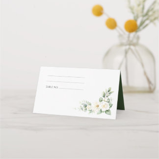 Cartão De Mesa Elegant White Floral Wedding Place Card