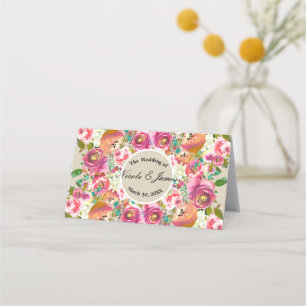 Cartão De Mesa Elegante Assento de Mesa Kraft Floral Rústico Chic