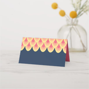 Cartão De Mesa Elegante Azul e Esbranquiçado Geométrico