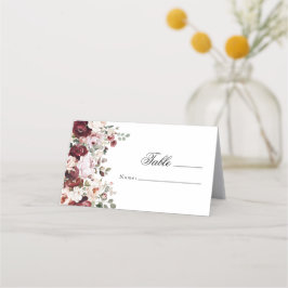 Cartão De Mesa Elegante Burgundy & Blush Floral Weding Favor