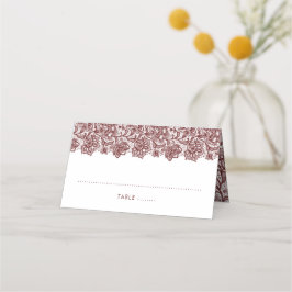 Cartão De Mesa Elegante Burgundy Lace Wedding