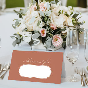 Cartão De Mesa Elegante Calliografia Terracotta Casamento Reserva
