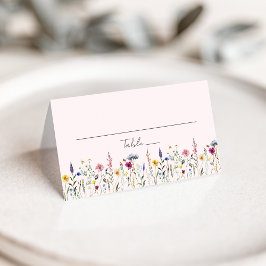 Cartão De Mesa Elegante Campo de Flores Silvestres Rosa Bege Casa