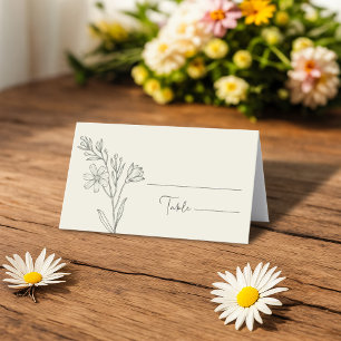 Cartão De Mesa Elegante Daisy Wildflower Black and White