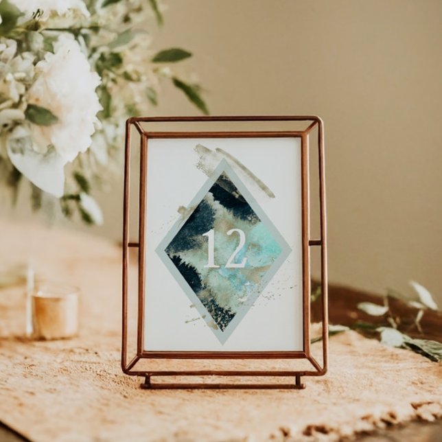 Cartão de Mesa Elegante De Ondas De Aquarela (Criador carregado)