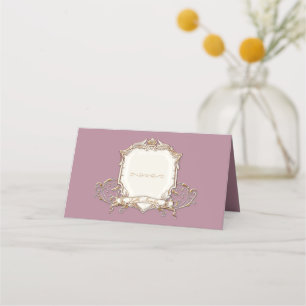 Cartão De Mesa Elegante Dourado Metálico n Mala-rosa Casamento