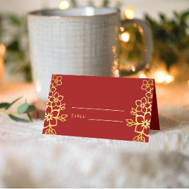 Cartão De Mesa Elegante dupla felicidade casamento chinês