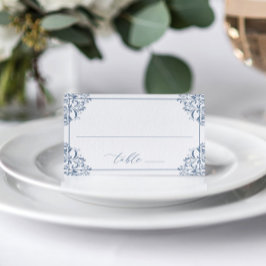 Cartão De Mesa Elegante Dusty Blue Wedding Vintage Classic