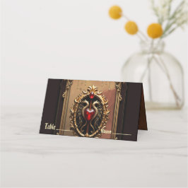 Cartão De Mesa Elegante emblema cardíaco luxuoso.