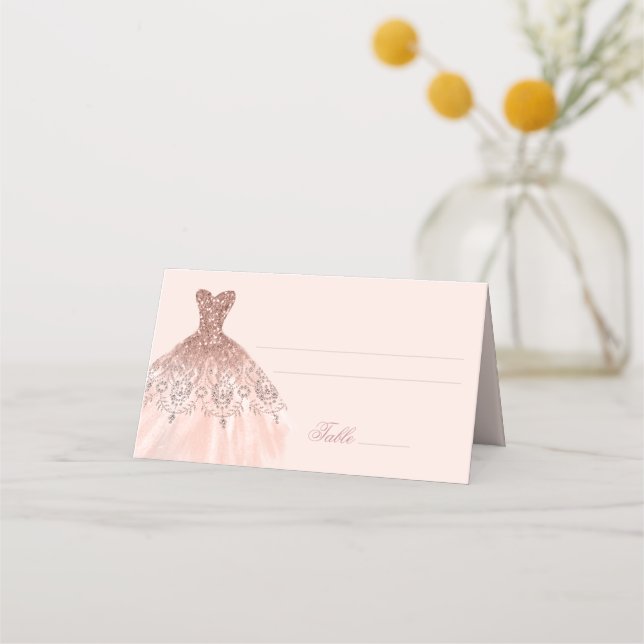 Cartão De Mesa Elegante espanhola Quinceañera Mis Quince Rosa Ros (Frente)