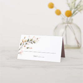 Cartão De Mesa Elegante Floral Aquarela Rosa Bege