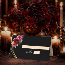 Elegante floral vermelho preto sombrio Casamento r