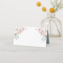 Cartão De Mesa Elegante Floral Wreath Crest | Casamento Monograma