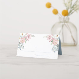 Cartão De Mesa Elegante Floral Wreath Crest | Casamento Monograma