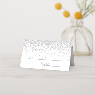 Cartão De Mesa Elegante Glam Branco Prateado Brilho Aniversário