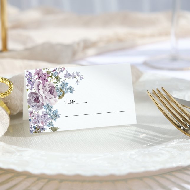 Cartão De Mesa Elegante Lilac Wedding (Elegant Lilac Floral Wedding Place Card by Painted Paperie
)