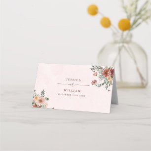 Cartão De Mesa Elegante no Casamento dos Toninhos Rosa de outono