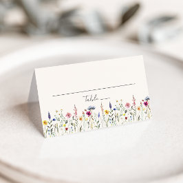Cartão De Mesa Elegante Prado de Flores Silvestres Creme Casament