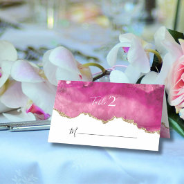 Cartão De Mesa Elegante Recepção de Casamento com Pedra de Ágata 