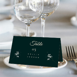 Cartão De Mesa Elegante Respiro de Bebê Verde Esmeralda Casamento