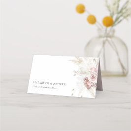 Cartão De Mesa Elegante Rosa Bege Poeira Rosa Floral Casamento