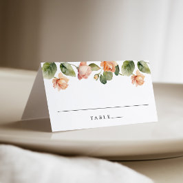 Cartão De Mesa Elegante Rosa de Pêssego para Casamento