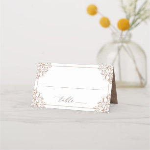 Cartão De Mesa Elegante Taupe Beige Wedding Vintage Classic