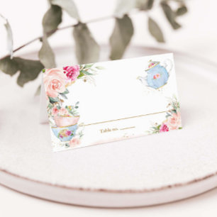 Cartão De Mesa Elegante Tenda Dobrável de Chá Alto com Flores Ros