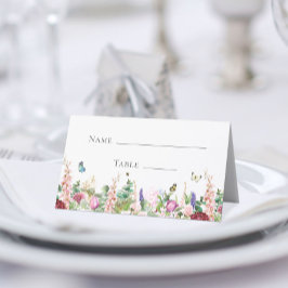 Cartão De Mesa Elegantes Borboletas Florais Rosa e Roxo