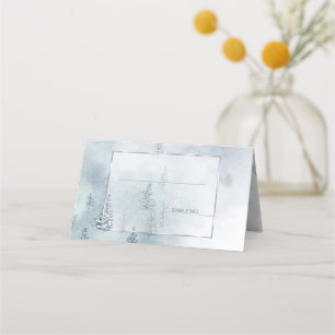 Cartão De Mesa Escolta de Casamento Silver Blue Winter Wonderlan