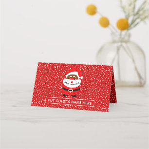 Cartão De Mesa Escolta de Natal do Papai Noel afro-americano