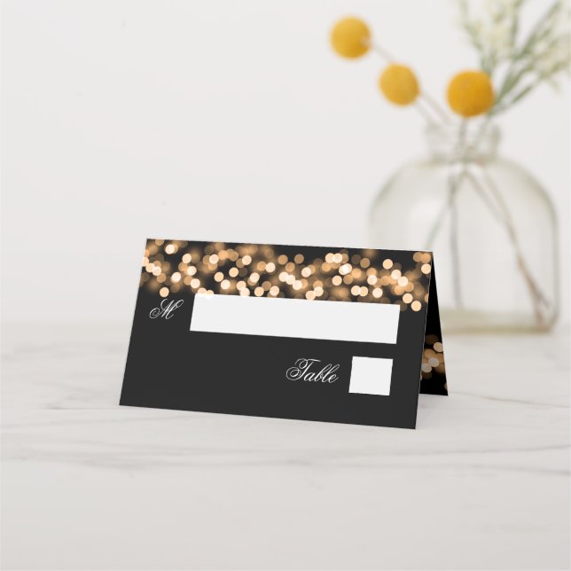 Cartão De Mesa Escort Card Weding Glam Hollywood Dourado (Frente)