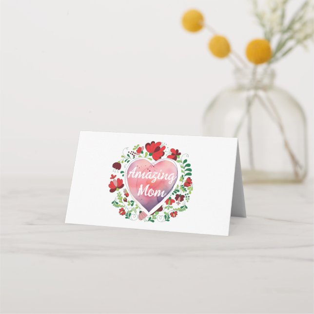 Cartão De Mesa Escrita caligráfica Incrível Coração do Dia da Mãe (Frente)
