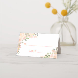 Cartão De Mesa Escrita De Casamento De Coral Peach Floral Elegant