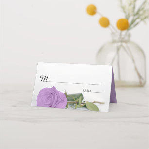 Cartão De Mesa Escrita de Casamento de Rosa Roxo Elegante Lilac