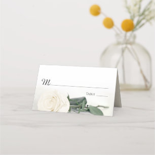 Cartão De Mesa Escrita de Casamento de Rose Rose Branca Elegante
