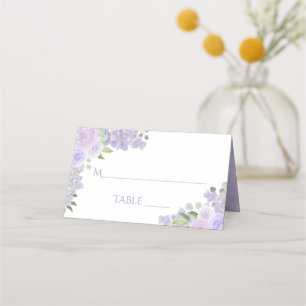 Cartão De Mesa Escrita de Casamento Elegante Floral Roxo lavanda
