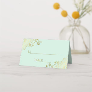 Cartão De Mesa Escritório de Casamento Elegante Verde da Casa Dou